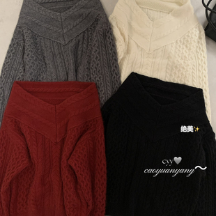 25318 Cecil浣熊绒精致风一字领针织衫 含10.0绵羊毛