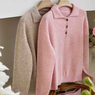 CecilPOLO领纯色复古保暖毛衣 i19081 含100羊毛