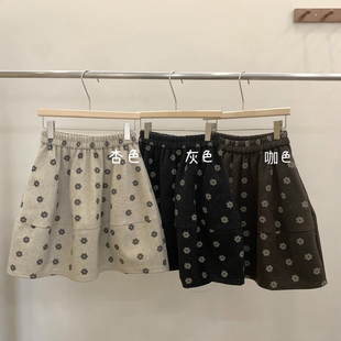 Cecil精致搭法式 复古花朵超嗲氛围感圣诞新年毛呢半身裙867