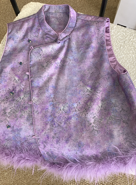 可可看他家四码可选大码也可入植物提花立领盘扣马甲33517