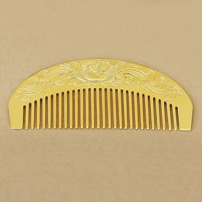 纯手工纯铜紫铜梳子红铜梳子美发特色发型梳黄铜头梳化妆梳子
