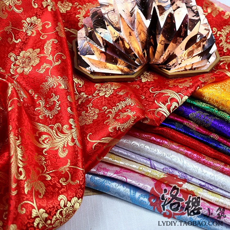 织锦缎布料cos凤尾牡丹花系列