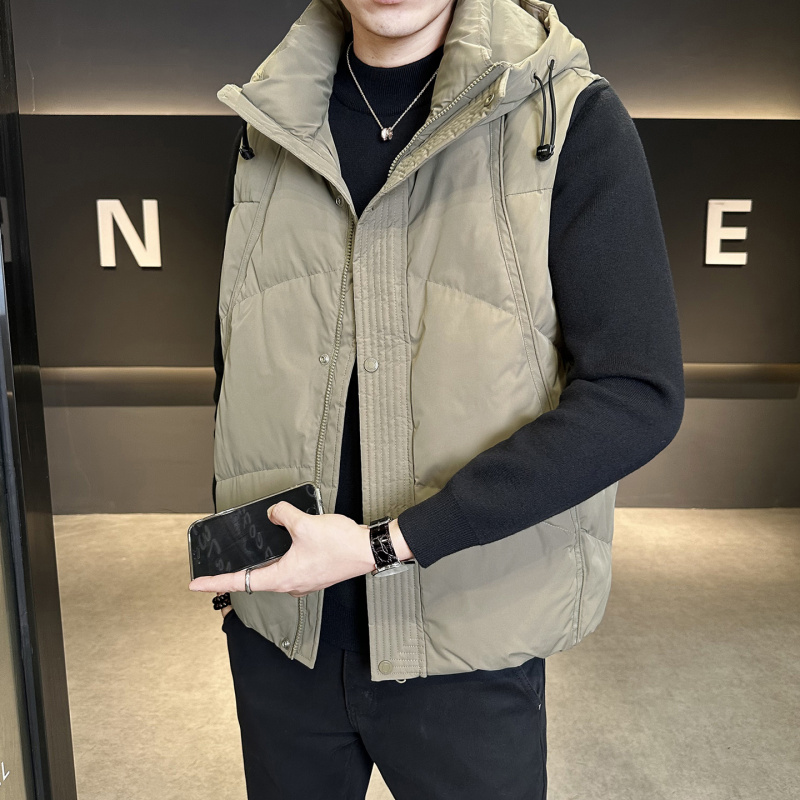 羽绒服马甲男士连帽外套2025秋冬男装无袖坎肩上衣冬装保暖背心潮