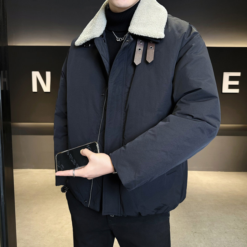 轻薄男士羽绒服冬季2025新款可拆卸毛领加厚防寒派克服男冬装外套