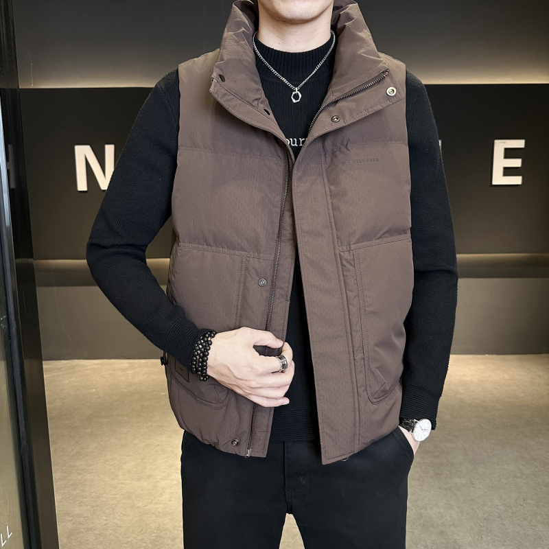 秋冬款痞帅立领羽绒马甲外套男士潮流宽松马夹加厚韩版外穿上衣服