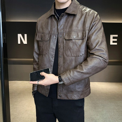 机车外套2025新款皮衣男款秋冬季加绒加厚高级感简约夹克外套轻奢