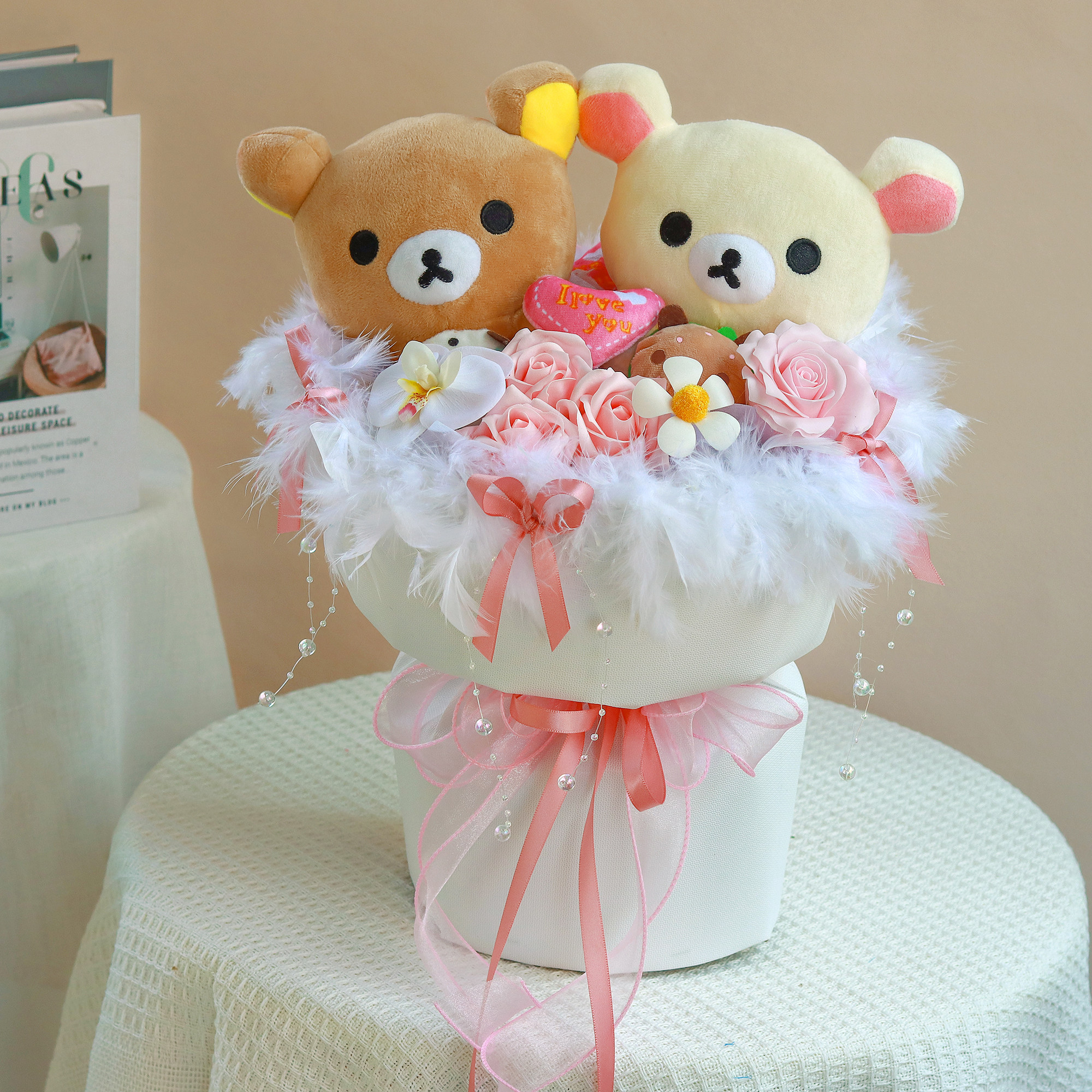 小熊毛绒公仔花束手捧花卡通生日送闺蜜女朋友创意花束情人节礼物