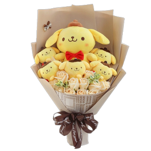 卡通布偶小狗花束创意生日礼物女朋友男生同学博士服情人节春节花