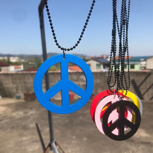 木质项链反战标志长款毛衣链男女欧美饰品时尚个性百搭潮礼物赠品