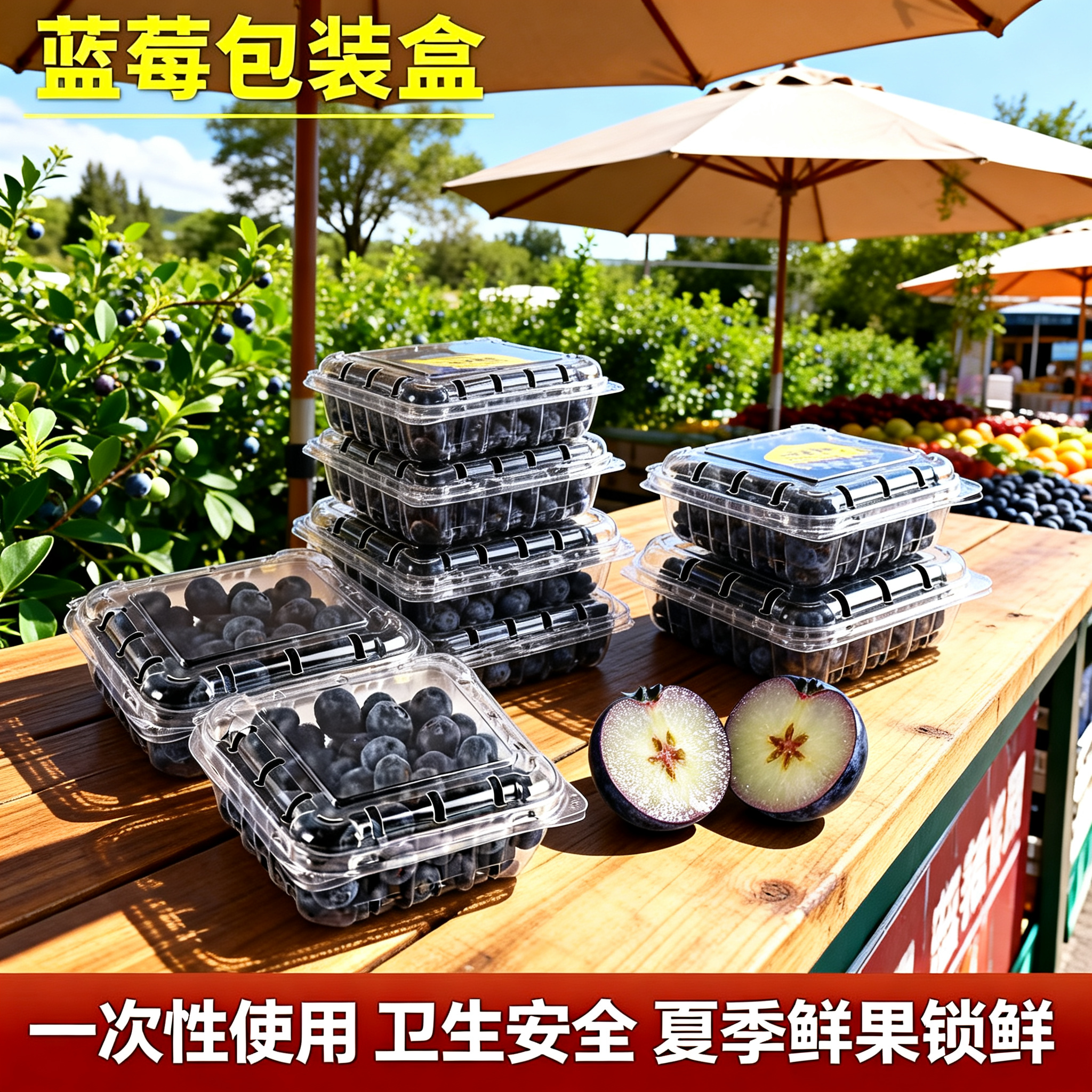 盒装蓝莓专用盒子125克蓝莓盒子加厚透明塑料材质生鲜果小份分装