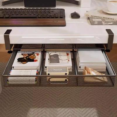 免打孔隐形抽屉桌下收纳架