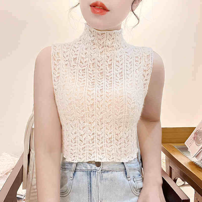 蕾丝背心女毛衣内搭打底衫假领子半高领秋冬短款磨毛无袖洋气上衣,女装/女士精品,蕾丝衫/雪纺衫,淘宝优惠券,粉丝福利购,淘宝优惠卷