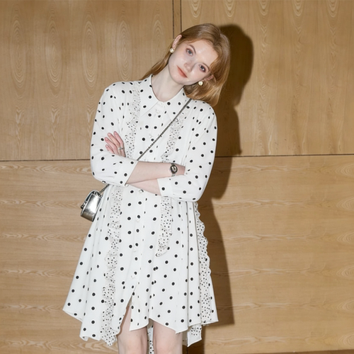 孕妇春夏款法式波点雪纺连衣裙
