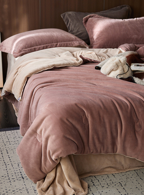 奶呼呼保暖被子 A类牛奶绒加厚保暖德绒dralon柔软被芯四件套冬天