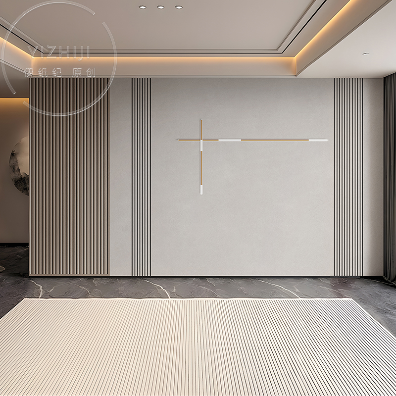 简约轻奢电视背景墙布沙发卧室壁纸客厅仿格栅定制壁画8D装饰壁布图片