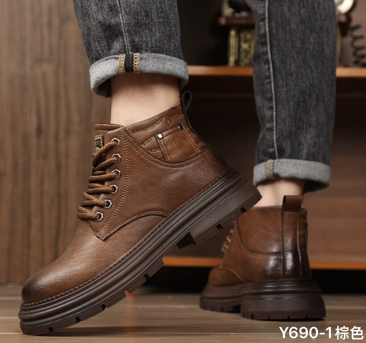 马丁靴男款秋冬季百搭男鞋真皮复古英伦风短靴高帮休闲工装皮靴子