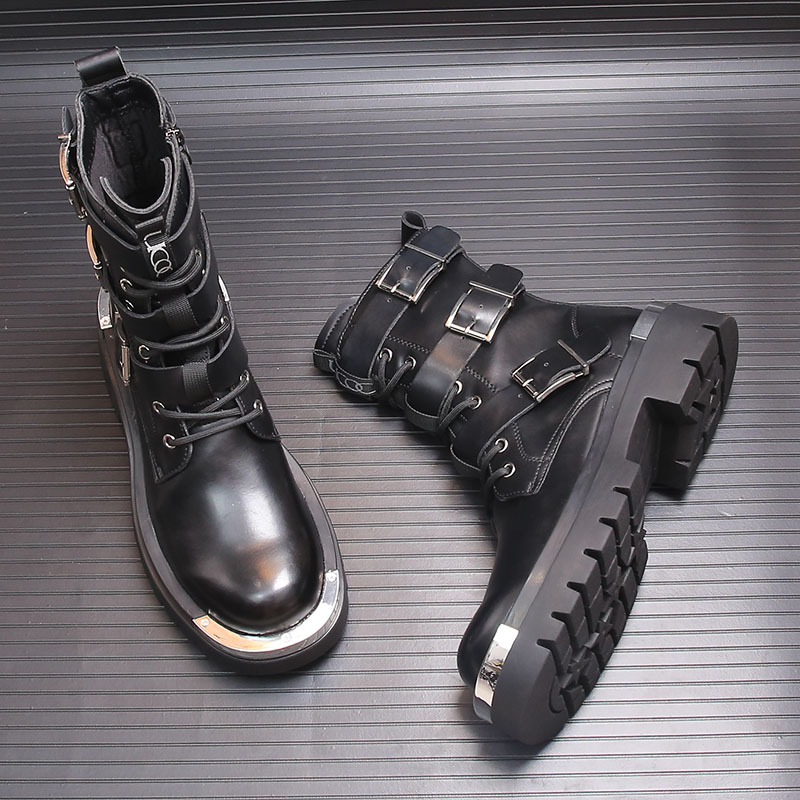 马丁靴高帮2023冬加绒朋克机车靴