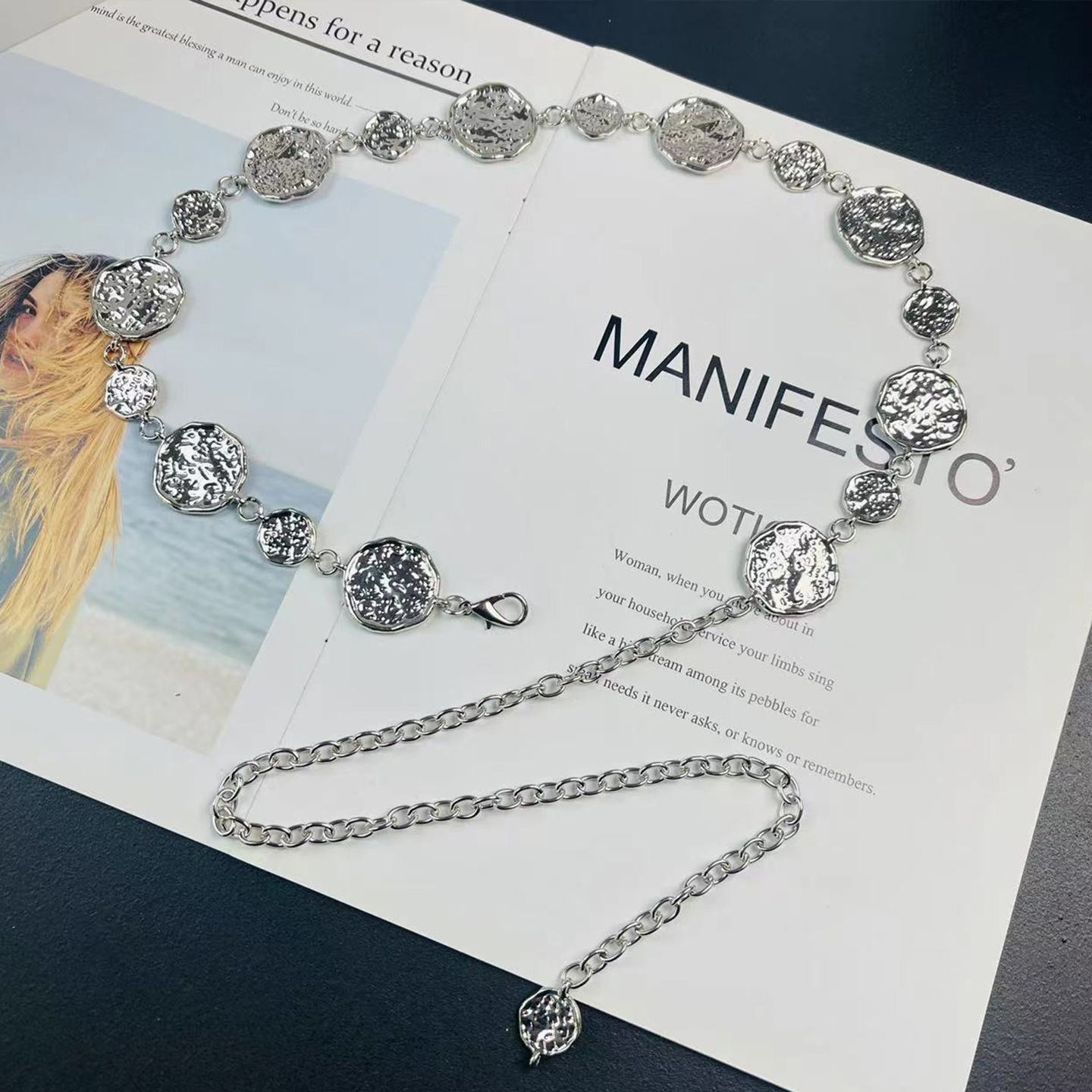 复古金属钱币链条腰带女装饰连衣裙子西装束腰细链百搭腰链身体链