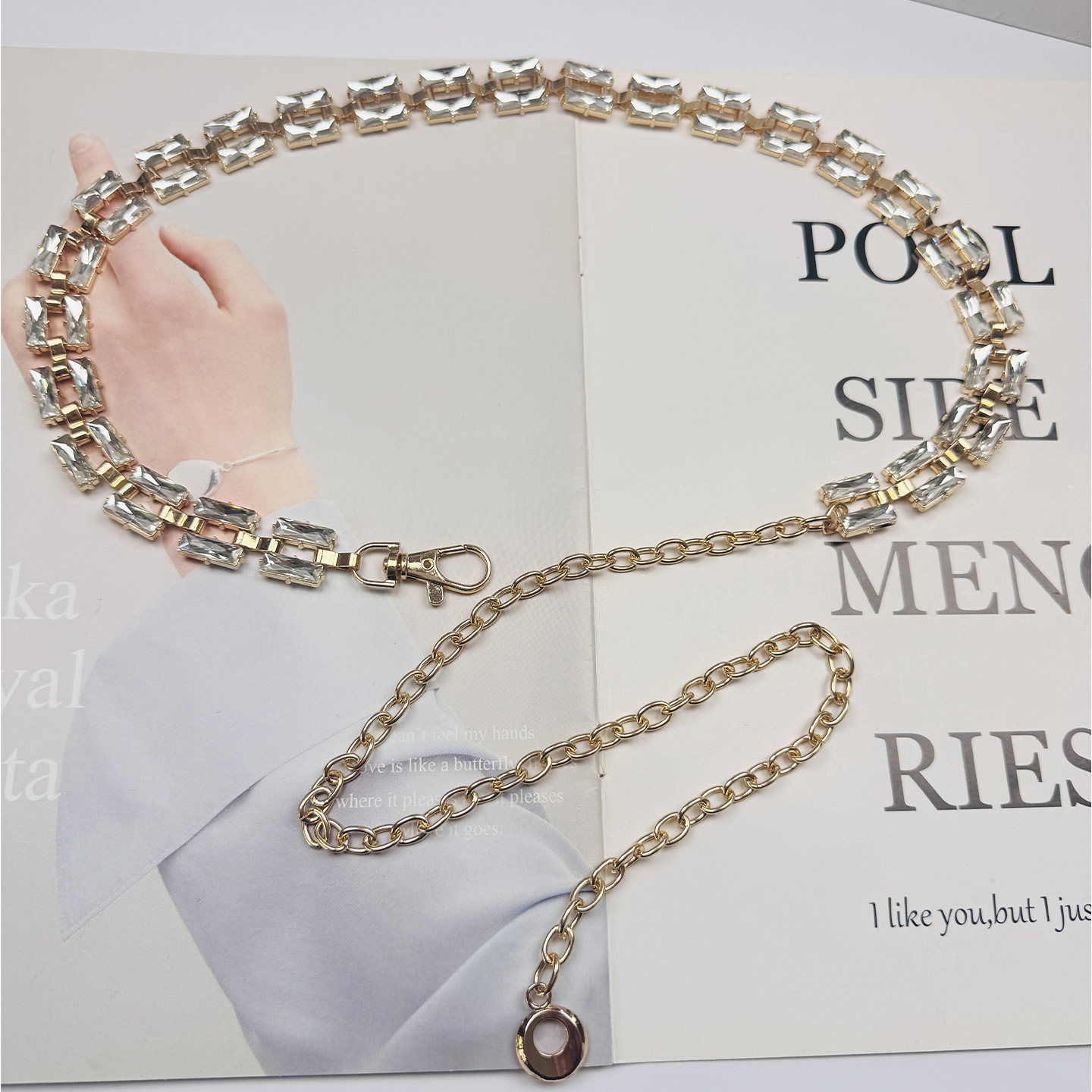 高级感爆闪水钻腰链配饰裙子2026年新款金属时尚百搭镶钻链条腰带