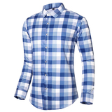 主推男衬衫格子长袖印花加肥加大青年长袖衬衫C861p40，男装衬衫，星座1203