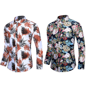 春款大码印花长袖衬衫男士衬衫货号C628-C637P30多色组合镂空，男装衬衫，星座1203