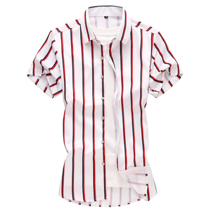 2025夏季新款男士竖条短袖衬衫大码潮流韩版短袖男衬衫A66p40，男装T恤，星座1203