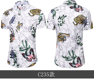 QT5012新款夏季男款短袖数码印花上衣衬衫大码短袖231-235组合图片