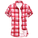 2025新款男短袖衬衫加肥加大码休闲韩版格子修身男衬衫A61p40，男装T恤，星座1203