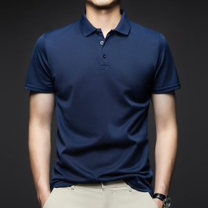 新款男士POLO衫纯色翻领T恤宽松短袖上衣T301P20 5色图片