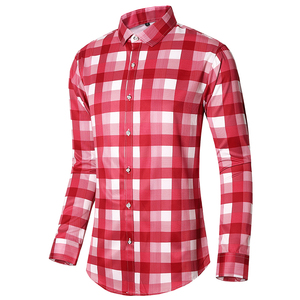 主推男衬衫格子长袖印花加肥加大青年长袖衬衫C861p40,男装衬衫,星座1203