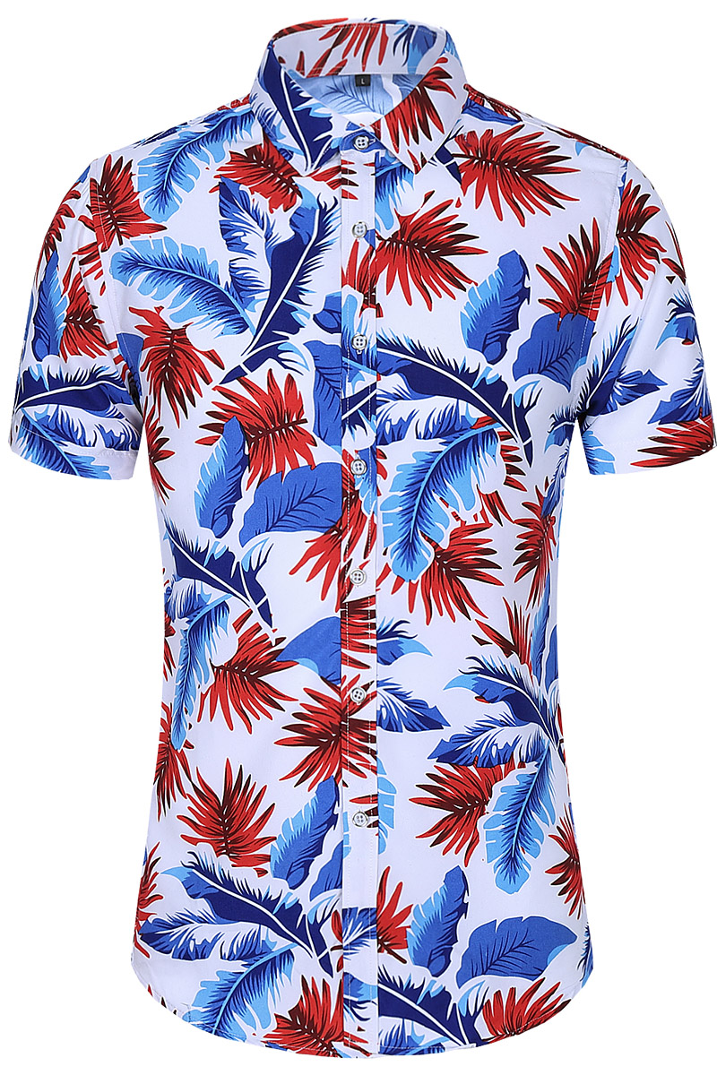 夏季新款花衬衣加大码男衬衫花短袖上衣QT5012-A31-P309个码,男装衬衫,星座1203