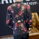 春秋男装花色夹克衫潮男加大码休闲外套JK776P65模特，男装夹克，星座1203