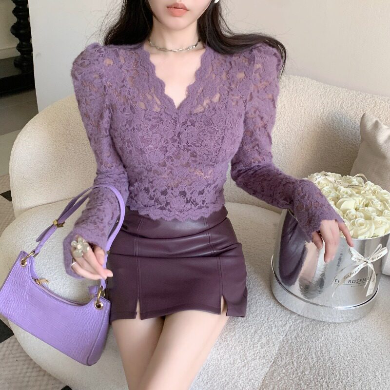 蕾丝罩衣打底衫女蕾丝罩衣打底