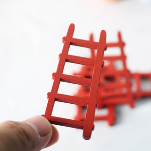 Dollhouse 娃娃屋 迷你微缩仿真 红色 木梯子 道具模型食玩过家家