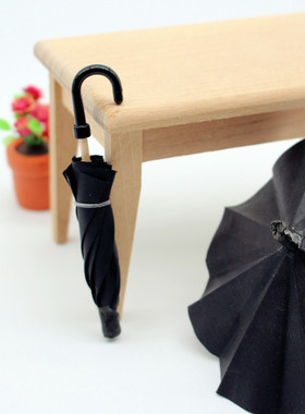 Dollhouse 娃娃 微缩仿真迷你 复古黑色雨伞 可打开 食玩模型扭蛋