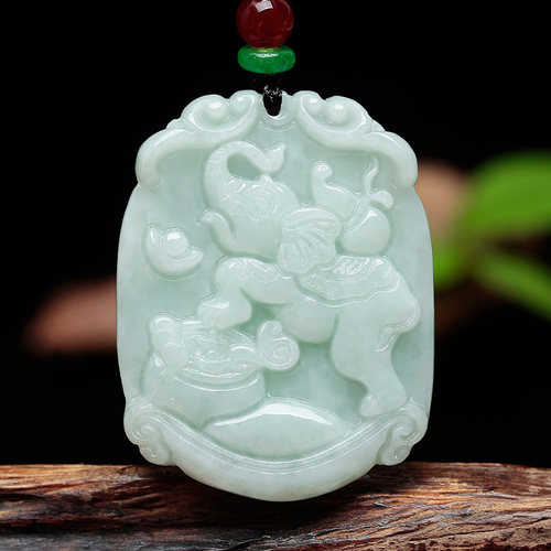 翠天玉器缅甸翡翠如意大象吊坠