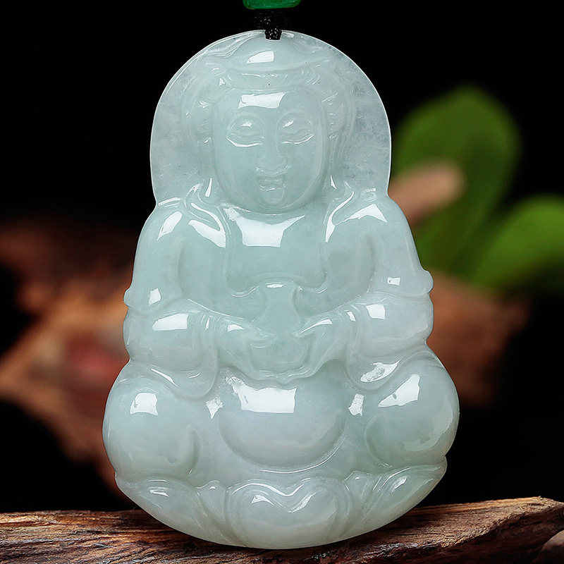 缅甸玉石翡翠观音吊坠项链A货玉观音挂件男大款观世音菩萨玉佩