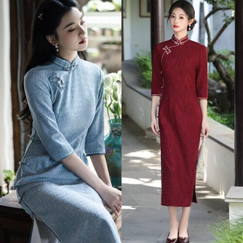 传统长款改良秋季长袖旗袍2026新款年轻款女复古修身平时可穿春秋