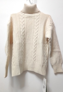 杰西家米白色绵羊毛恩卡高领毛衣均码麻花编织保暖舒适上衣包邮