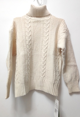 杰西家米白色绵羊毛恩卡高领毛衣均码麻花编织保暖舒适上衣包邮