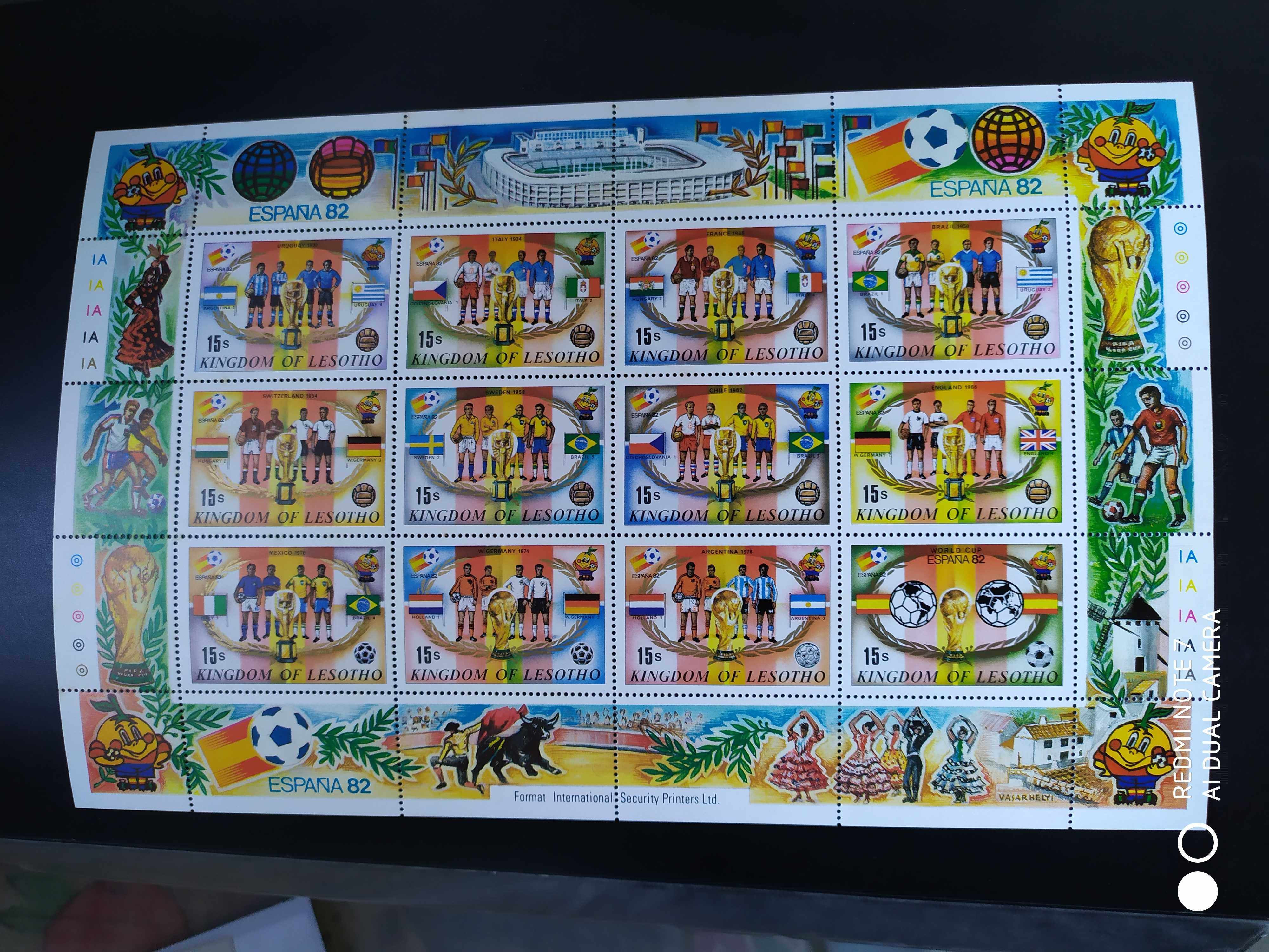 莱索托1982年国旗世界杯足球赛邮票小版张1全新(背胶微黄)