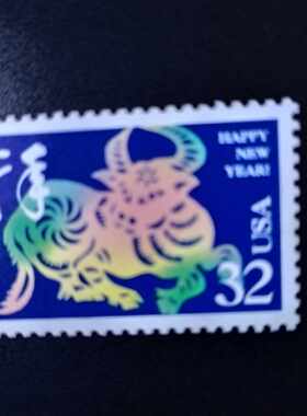 美国1997年生肖牛年邮票1全新