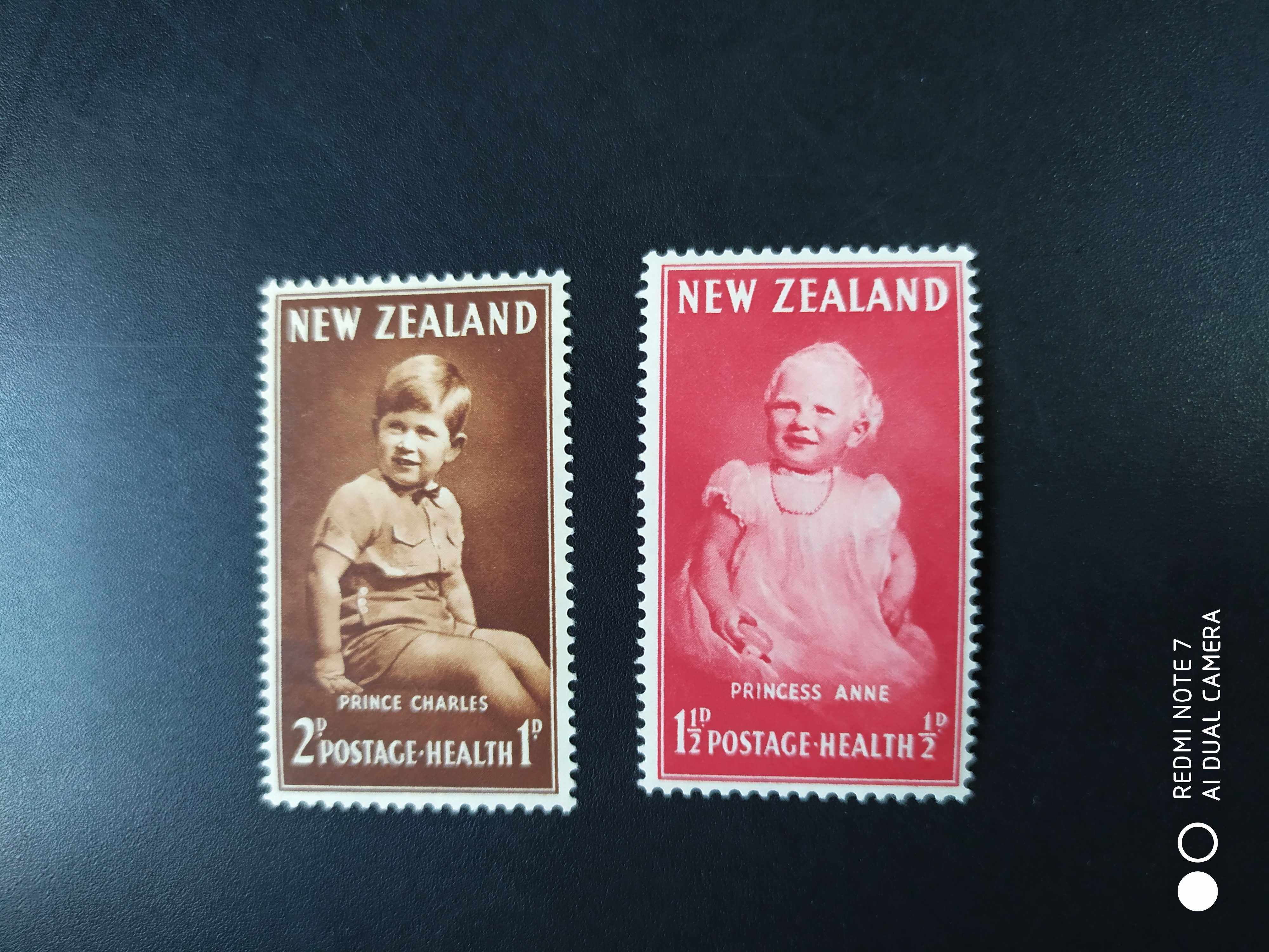 新西兰1951年王子公主儿童健康邮票2全新