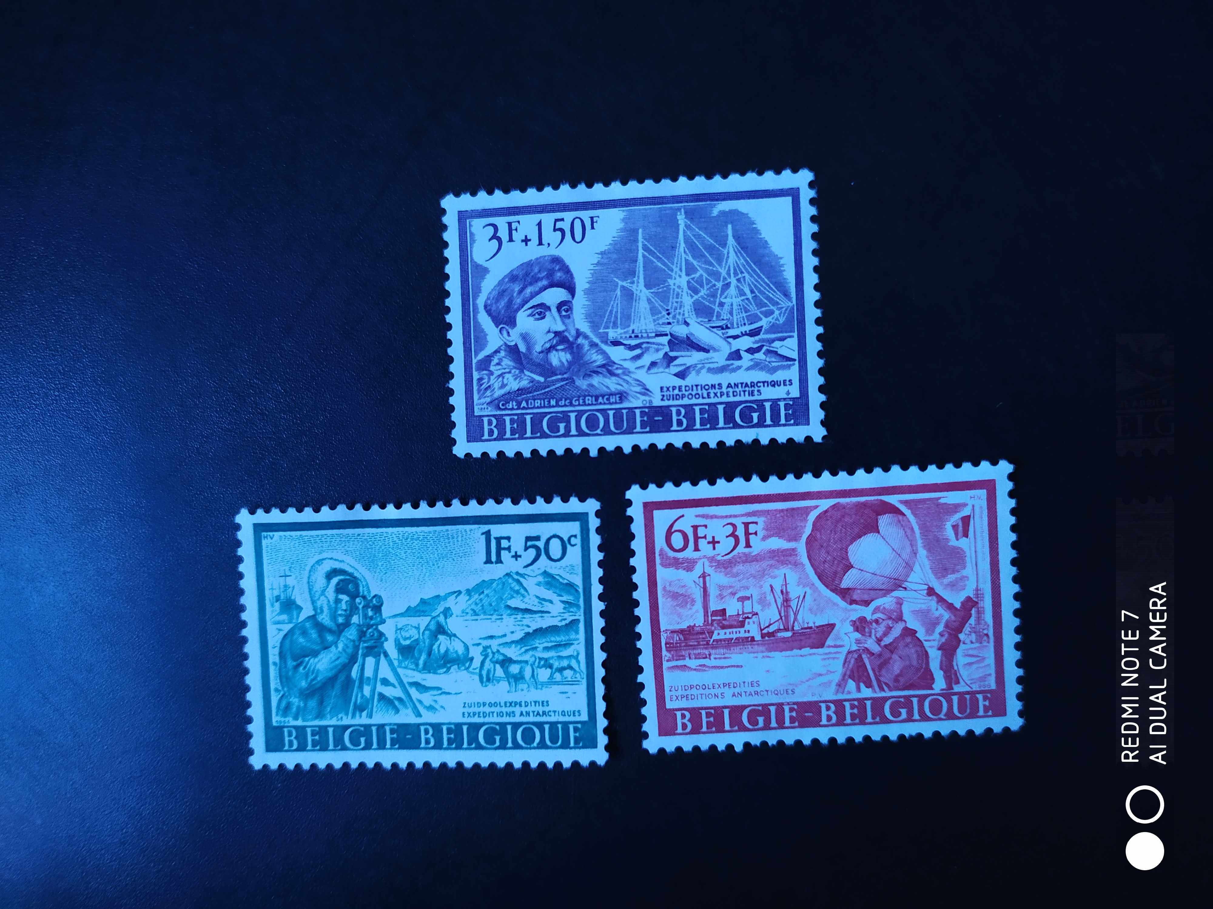 比利时1966年国旗 南极科考测量 科学家 气球 邮票3全新(无胶)