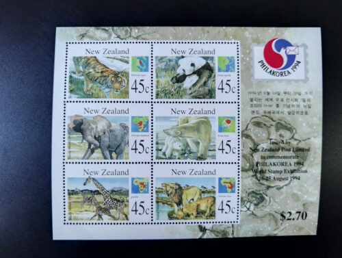 新西兰1994年地图动物邮展小全张2全新