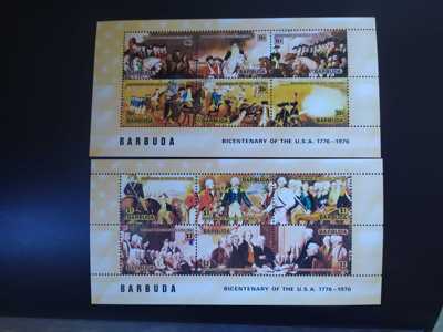 巴布达1976年美国独立200年邮票小全张2全新