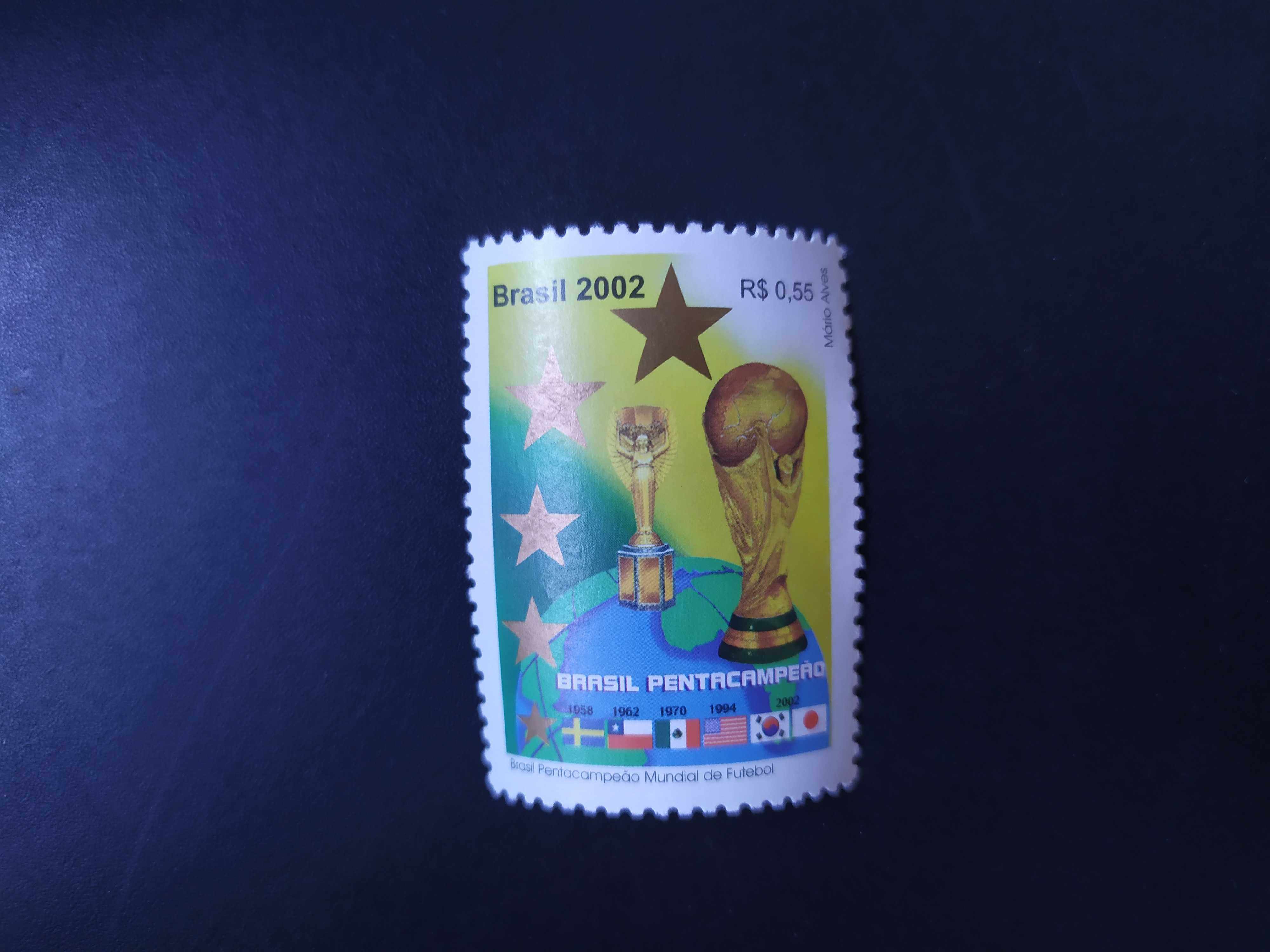 巴西2002年五次世界杯足球赛冠军国旗邮票1全新