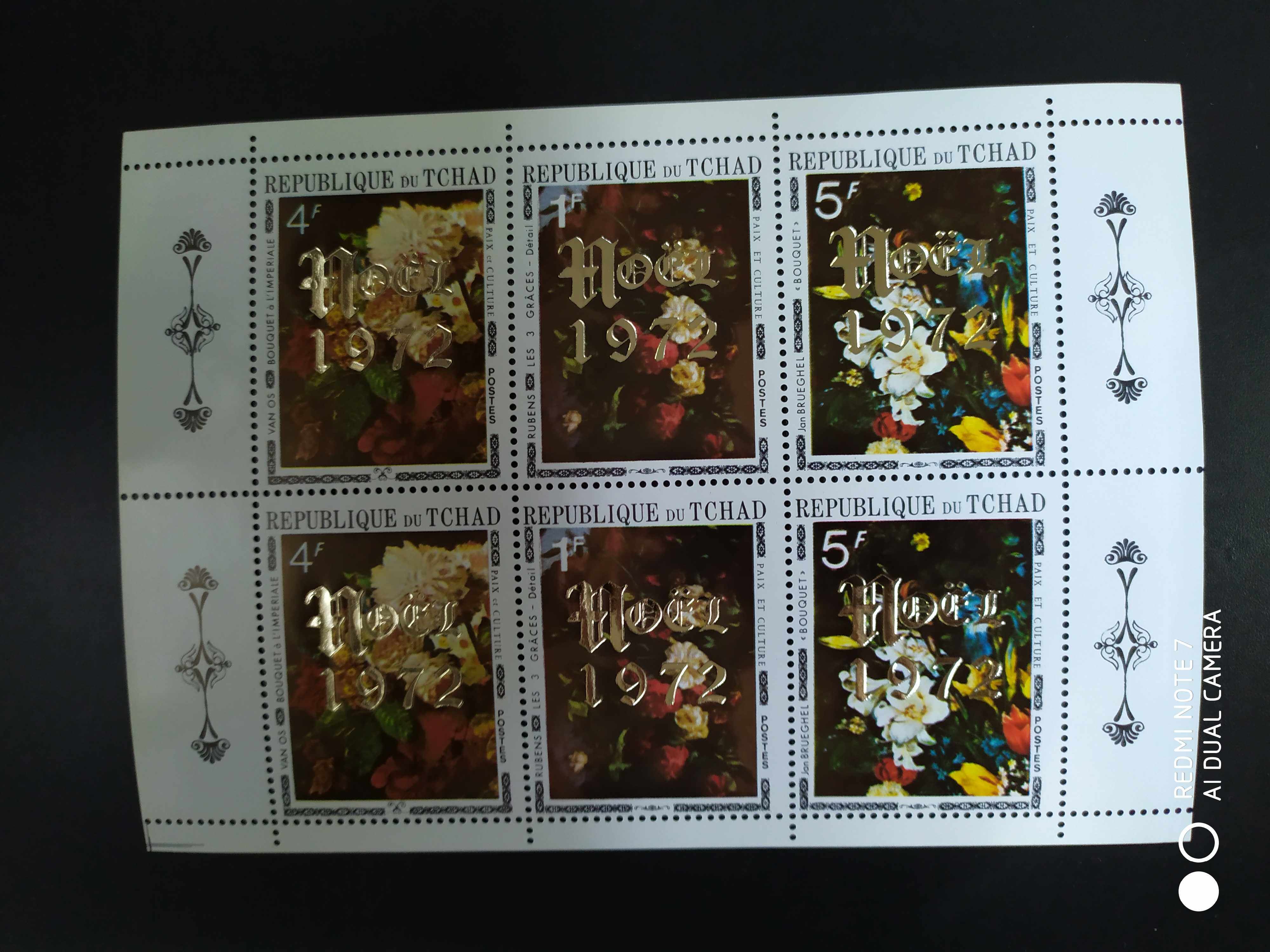 乍得1972年绘画名画花卉鲁本斯邮票小版张1全新