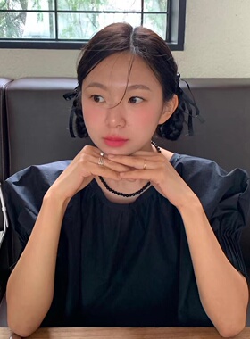 ins博主fever同款韩国小众简约个性自制黑玛瑙串珠项链锁骨链颈链