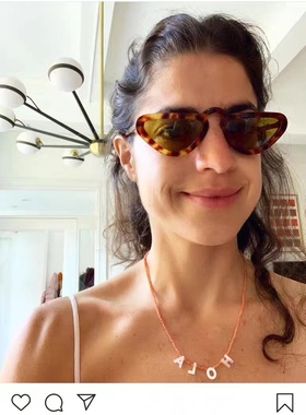 欧美时尚博主梅丁同款天然绿松石玛瑙串珠字母项链锁骨链可定制